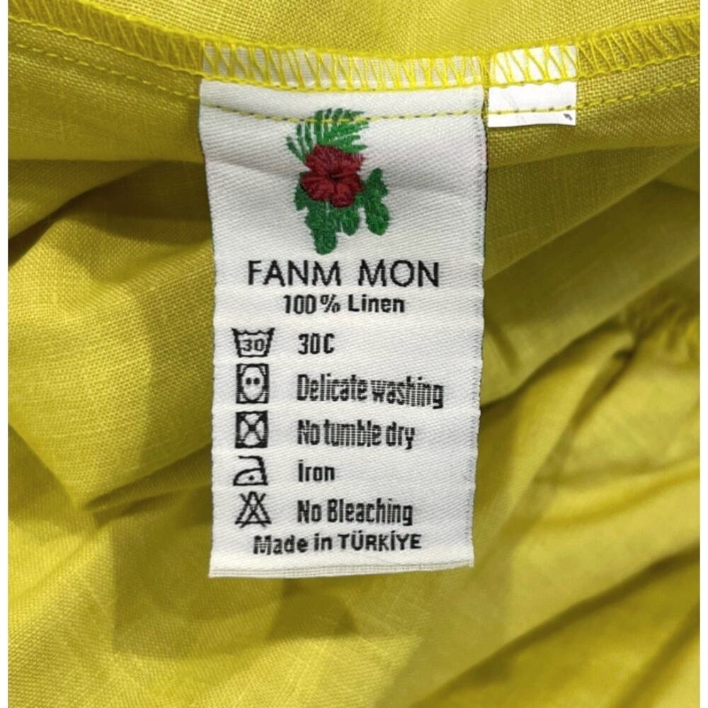 Fanm Mon Yamile Floral Embroidered Halter Linen Midi Dress | S, Yellow NWT $269 - Picture 7 of 8